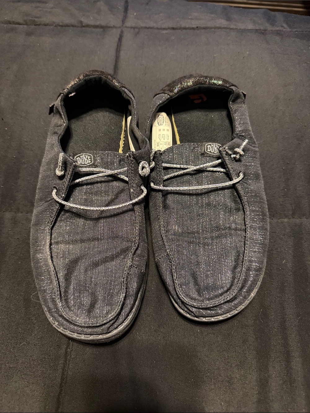 Hey Dude Women’s Slip-On Loafers in Sparkling Charcoal Black